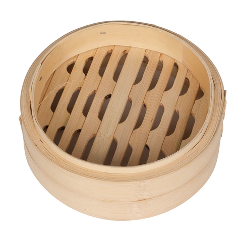 Olmecs Bamboo Steamer with Cover, 24.5cm, 2pcs - Natural