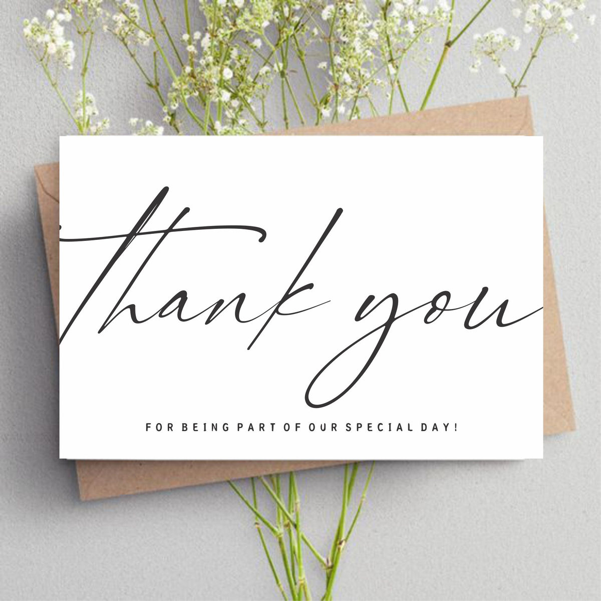 Personalised Wedding Thank You Cards with Envelope 6"x 4" 50 (Pack of 50) D1 - Willow