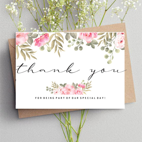 Personalised Wedding Thank You Cards with Envelope 6"x 4" (Pack of 50) D2 - Willow