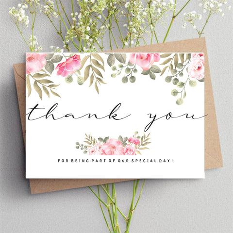 Personalised Wedding Thank You Cards with Envelope 6"x 4" 50 (Pack of 50) D1 - Willow