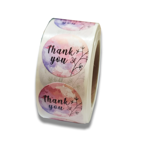 Willow Thank You Paper Stickers - Smile Face Design, 1 inch 8 Colors Stickers 500/Roll