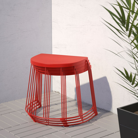 TRANARÖ Stool/side table, in/outdoor, red 56x41x43 cm