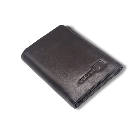 Men Brown Genuine Leather Tri-Fold Wallet - (7 Card Slots) - Chaos