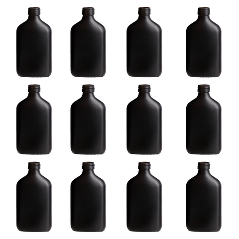 100ml Black Glass Flask Bottles with Black Tamper Evident Caps 100