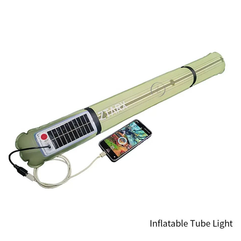 Waterproof Inflatable Solar Tube Light, Foldable LED Light USB Powered, 4000mAh