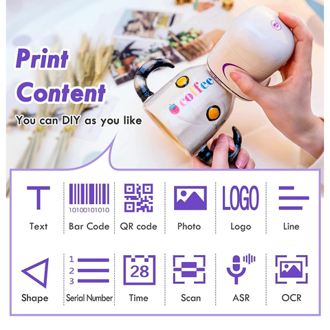 Pekoko Portable Inkjet Printer, Handheld Corlor Mobile Marking Machine