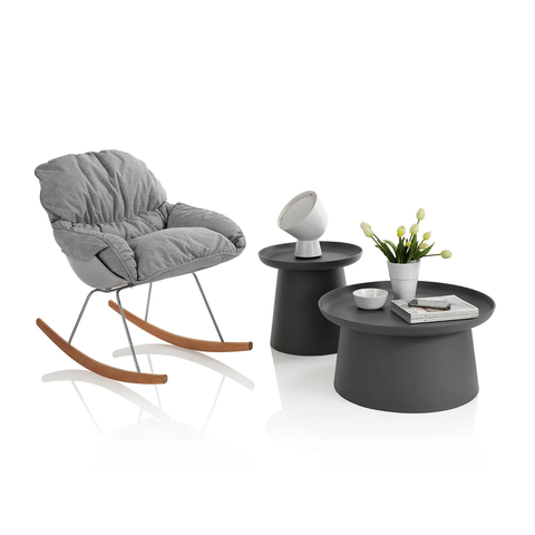 Modern Nordic Rocking Swing Chair with Fabric Cushion by DAAMUDI'S - Leon Grey