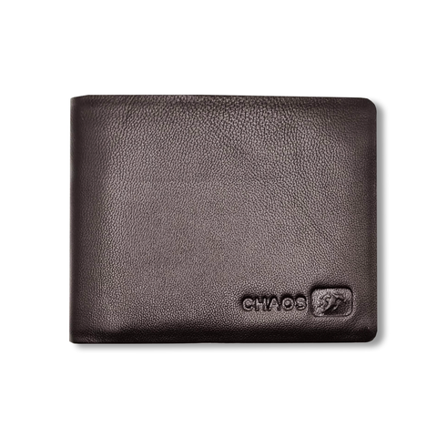 Men Grey Genuine RFID Leather Wallet - Regular Size (5 Card Slots) - Chaos
