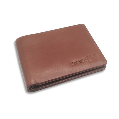 Men Tan Genuine RFID Leather Wallet - Regular Size (5 Card Slots) - Chaos