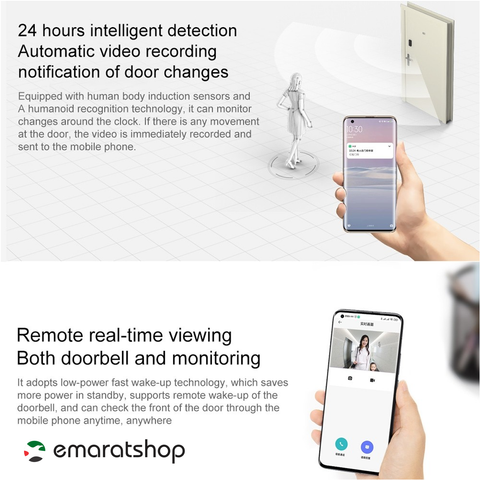 Xiaomi Smart Doorbell 3 Large field of view, 5200Mah Battery 4.8 months long battery life, 2K ultra-clear resolution