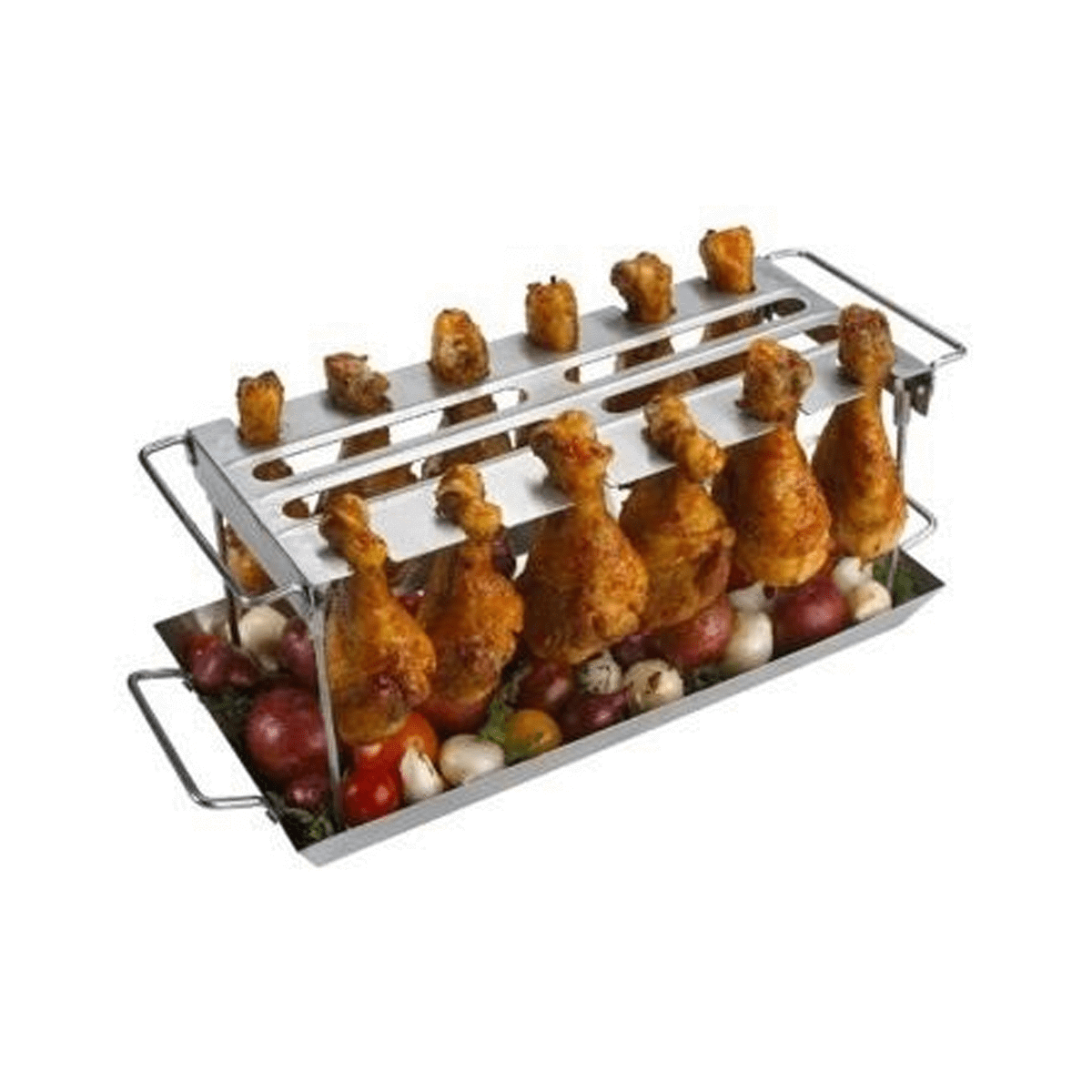 Stainless Steel Grill Wing Rack & Pan (Gray, 2 pc.)