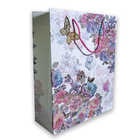 Floral Print Gift Bags 4 different Color in 1 Pack (26x32x10 Cms) (12Pcs Pack)