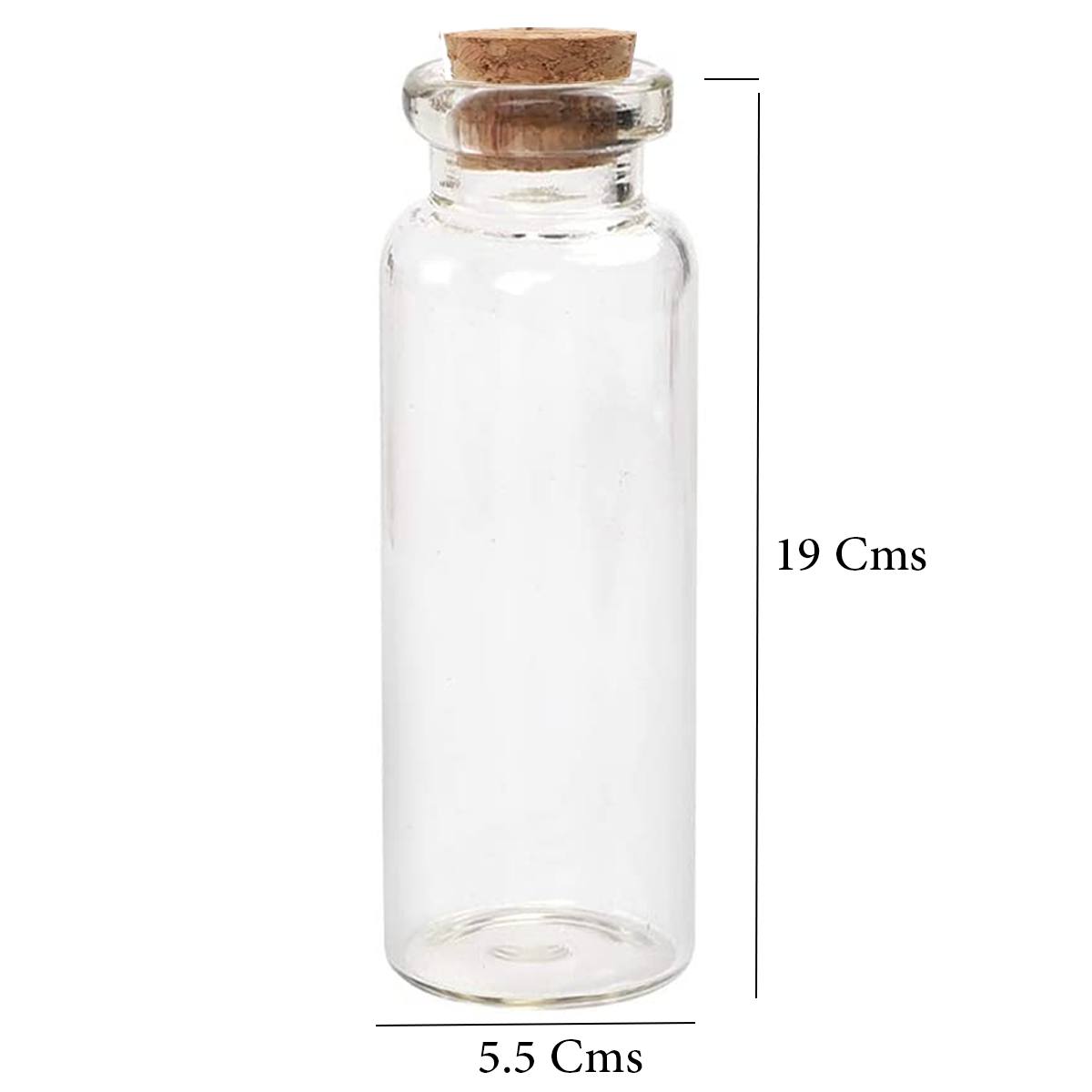 12Pcs Mini Glass Jars Bottles with Cork Stoppers Wish Bottles for DIY Arts & Crafts 300ml (19x5.5Cms)