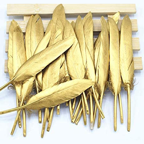 72PCS Yellow Gold Feathers Party Favors DIY Room Decor Accessories - 15cm Each