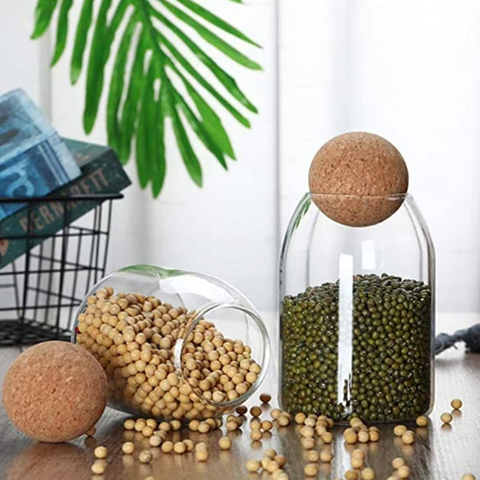 Glass Food Storage Jars with Wood Lid Ball, Pack of 6pcs - Willow