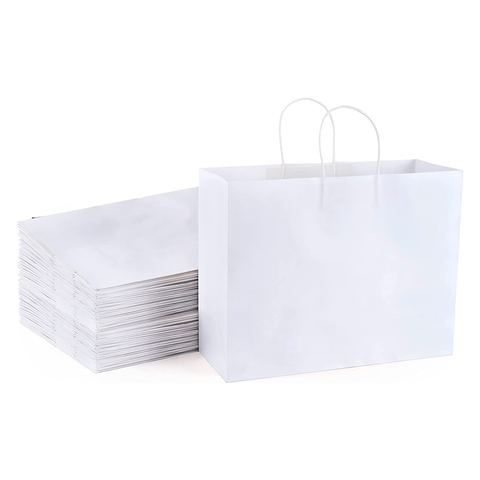 12pc Kraft Paper Bags with Twisted Paper Handle Size : 43x40x14cm White - Willow