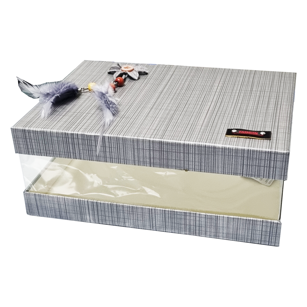 2Pcs Set Rigid Fancy All Side Window Box With Emblishment for Gift Packaging ( 30x13x22 & 27x20x10.5 Cms ) - Willow