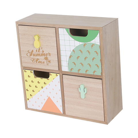 emma Wooden Drawer Storage Box Dividers Olmecs Desktop Organizer Cute Cactus Pattern Cosmetic Makeup Container Jewelry Shelf Cabinet