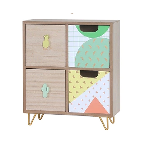 emma Wooden Drawer Storage Box Dividers Olmecs Desktop Organizer Cute Cactus Pattern Cosmetic Makeup Container Jewelry Shelf Cabinet