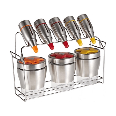 SQUARE Spice Jar Rack Set, 9 Pieces