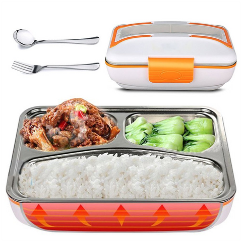 Electronic Insulated Lunch Box Stainless Steel / Car Electric Heating