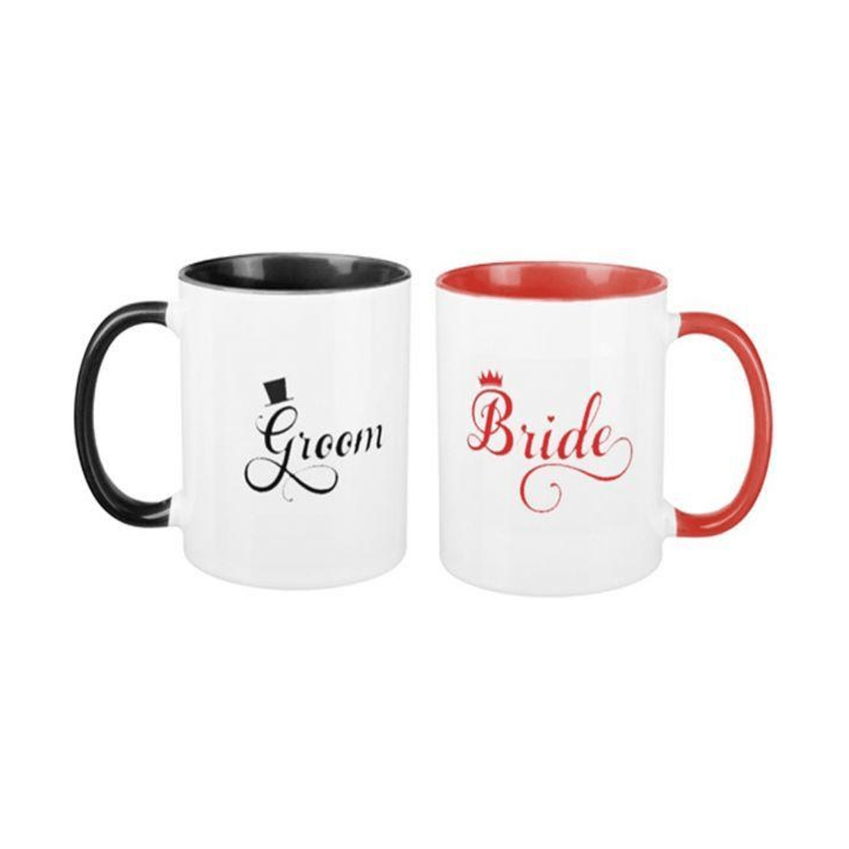 Bride & Groom Inner Rim Couple Mugs - SquareDubai