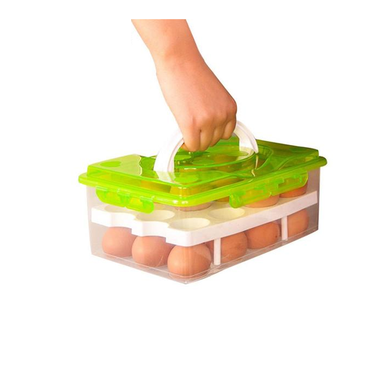 Egg Food Container Storage Box 24 grid Bilayer Basket Organizer - SquareDubai