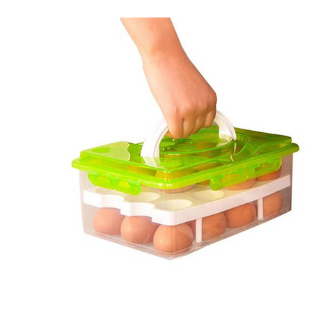 Egg Food Container Storage Box 24 grid Bilayer Basket Organizer - SquareDubai