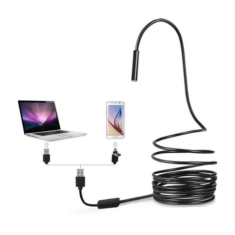 2-in-1 USB Endoscope Inspection Camera Borescope 2M Length for Android and PC - SquareDubai