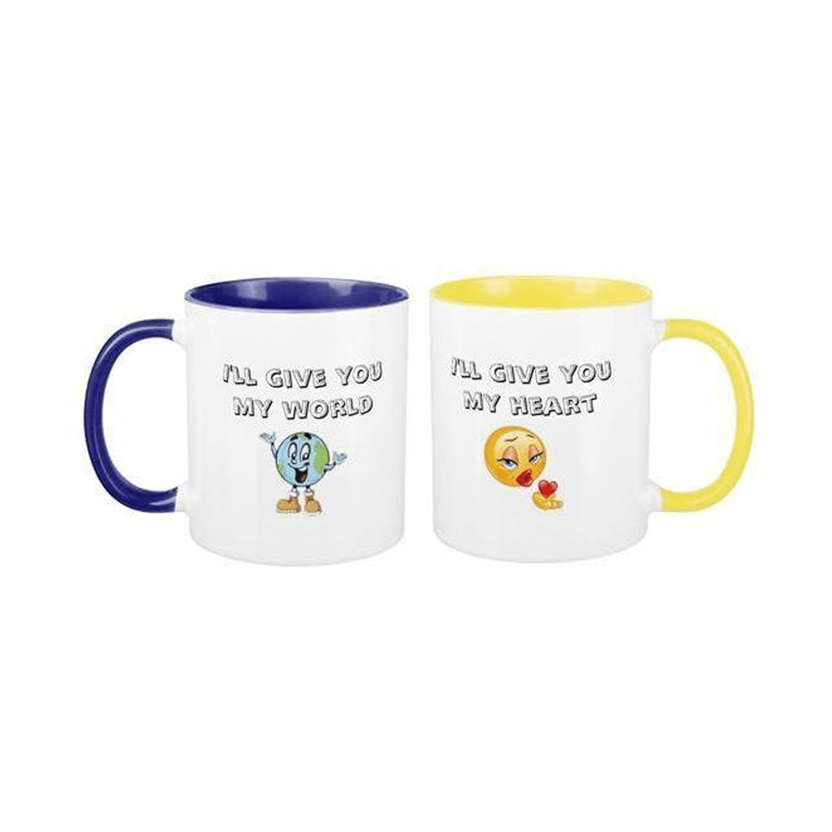 I'll give you my World, I'll give you my Heart Inner Rim Couple Mugs