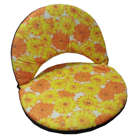 Foldable Floor Beach Camping Chair 5 Stage Adjustment (1 To 5 Adjustable angles) Floral Yellow