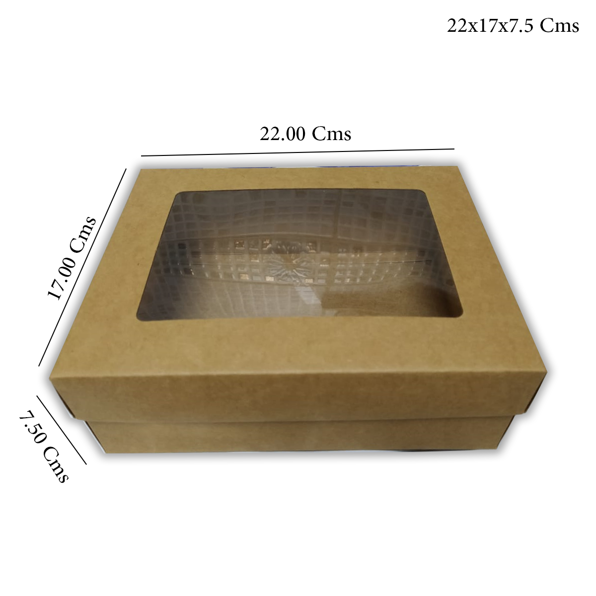 WILLOW Kraft Paper Gift Packaging Box with PVC Clear Window Wedding Favor 12Pc Pack (18x14x6.5Cms)