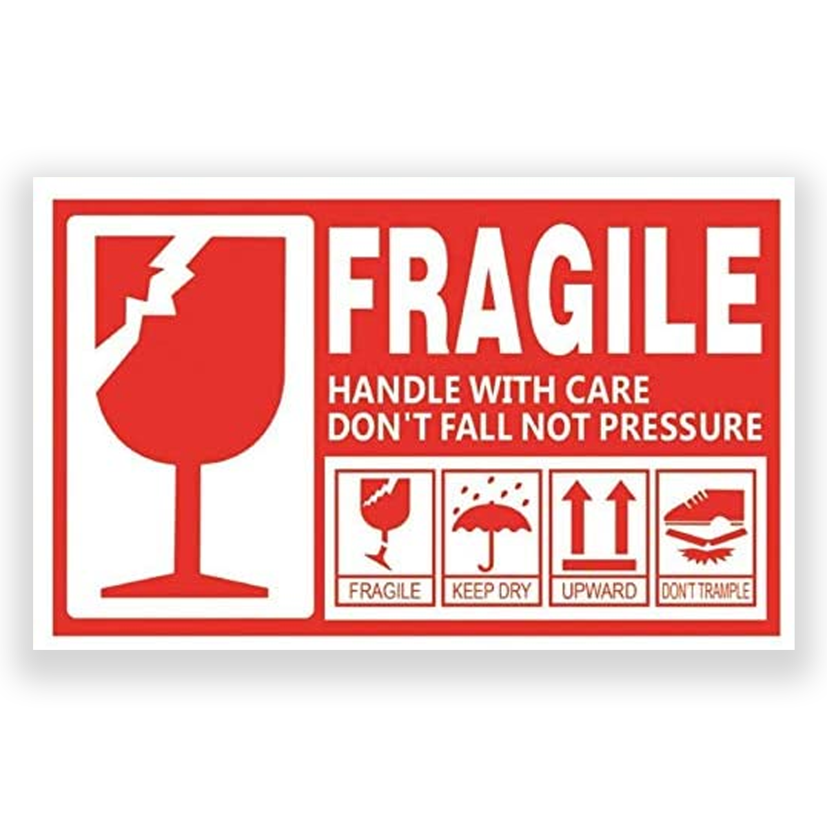 Fragile - Shipping Box Warning Stickers 12 x 8Cms 50Pc Pack - Willow