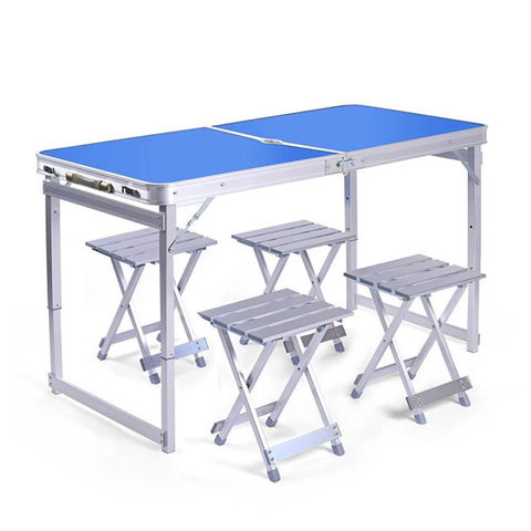 4-Person Folding Picnic Table with 4 Aluminum Chairs