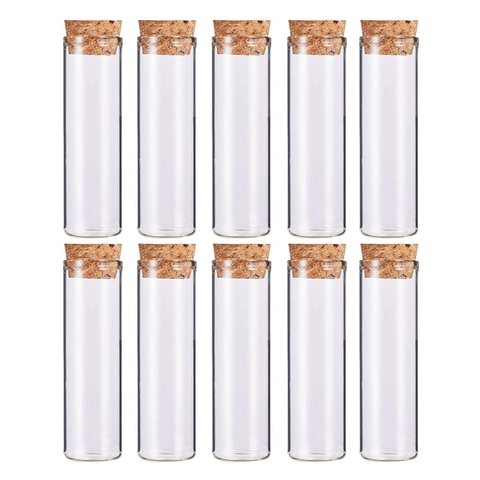 50 Pack 55Ml Glass Tubes Bottles Transparent Decoration Bottles With Cork Stoppers For Arts, Crafts And Other Small Projects Glass Test Tubes - 55ml