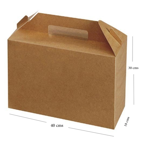 Large Kraft Corrugated Gable Favor Boxes with Handles  40x30x18Cm (10Pc Pack) - Willow