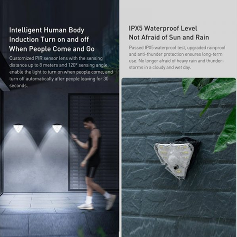 Baseus Energy Collection Series Solar Energy Human Body Induction Wall Lamp 4 Pcs Black
