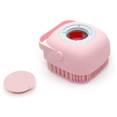 Silicone Massage Exfoliating Bath & Shower Brush With Soap Dispenser - Pink