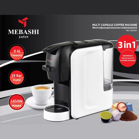 3 In 1 Multicapsule Coffee Machine ME-CEM301 White - Mebashi