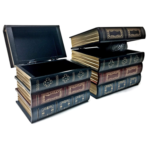 Secret Storage Book Boxes  8 inch and 6.5 inch 2 Pcs Set